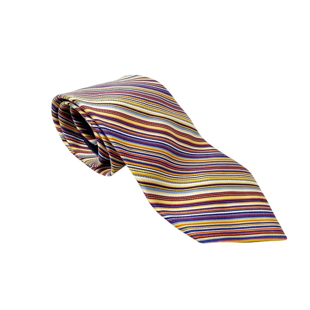 Vintage Tommy Hilfiger Multicolor Stripe Men's 100% Silk Tie NOS NEW w Tag Pride